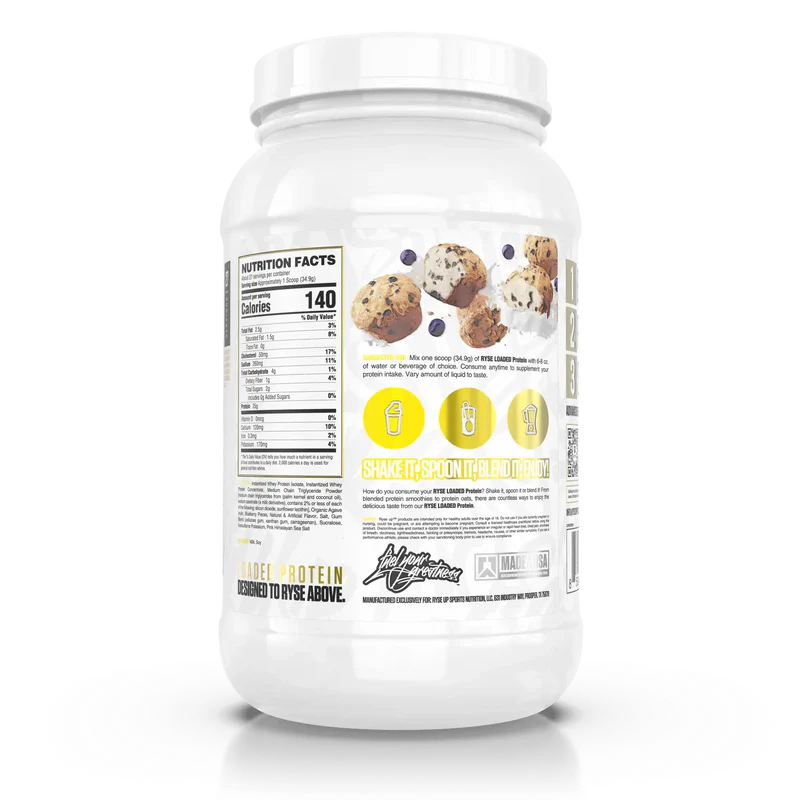 Nutrition label for Loaded Protein, Blueberry Muffin