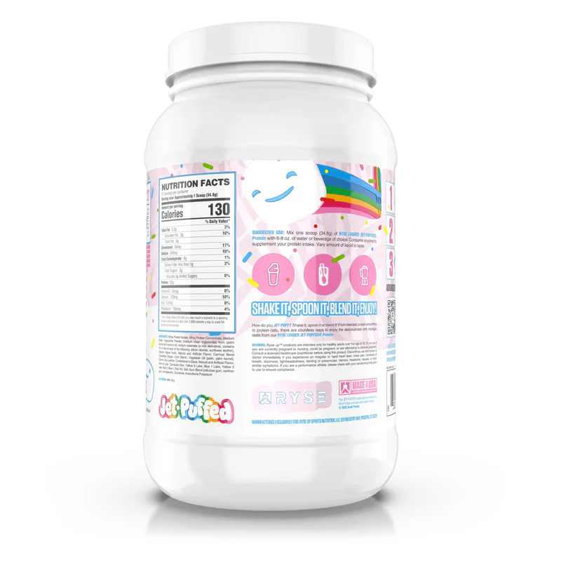Nutrition label for Loaded Protein, Jet-Puffed™ Birthday Cake