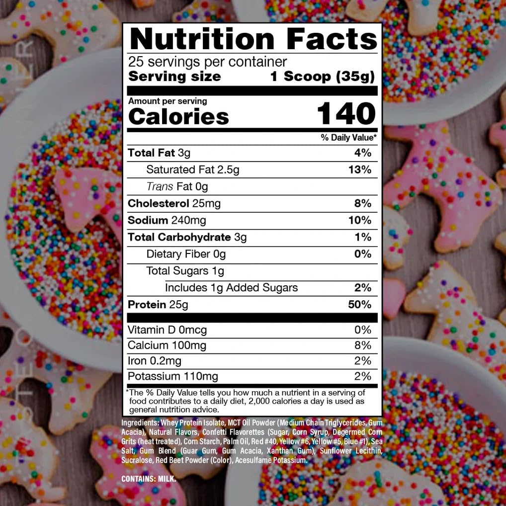 Nutrition label for BUM Itholate Protein, Frosted Frenchie Cookie