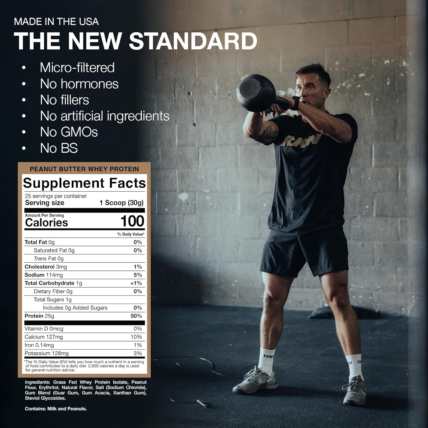 Nutrition label for Isolate Protein, Peanut Butter