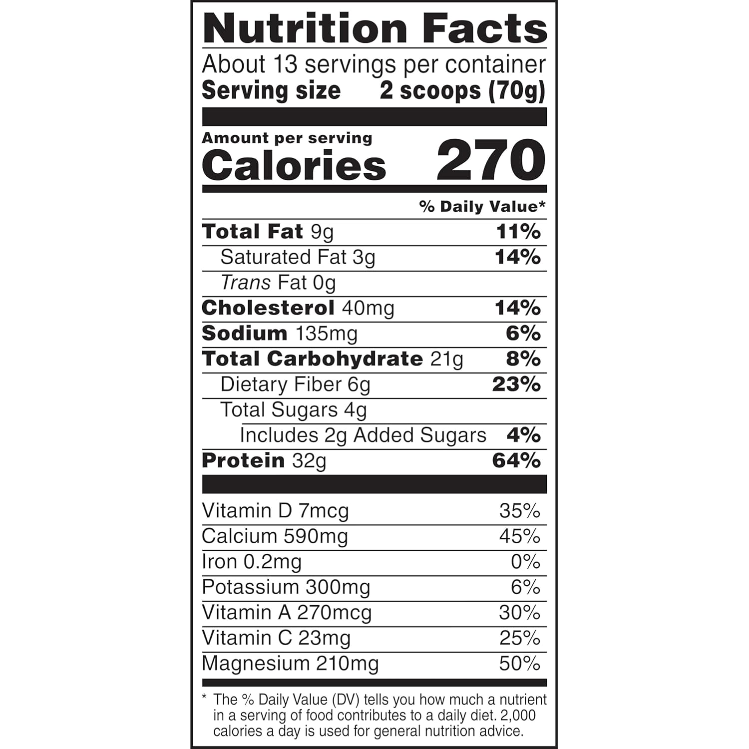 Nutrition label for MUSCLE MILK GENUINE Protein Powder, Banana Creme