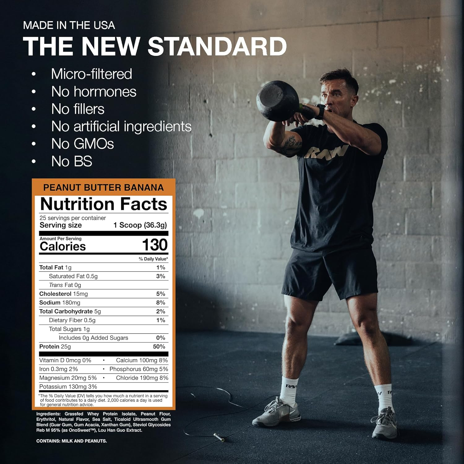 Nutrition label for Isolate Protein, Peanut Butter Banana