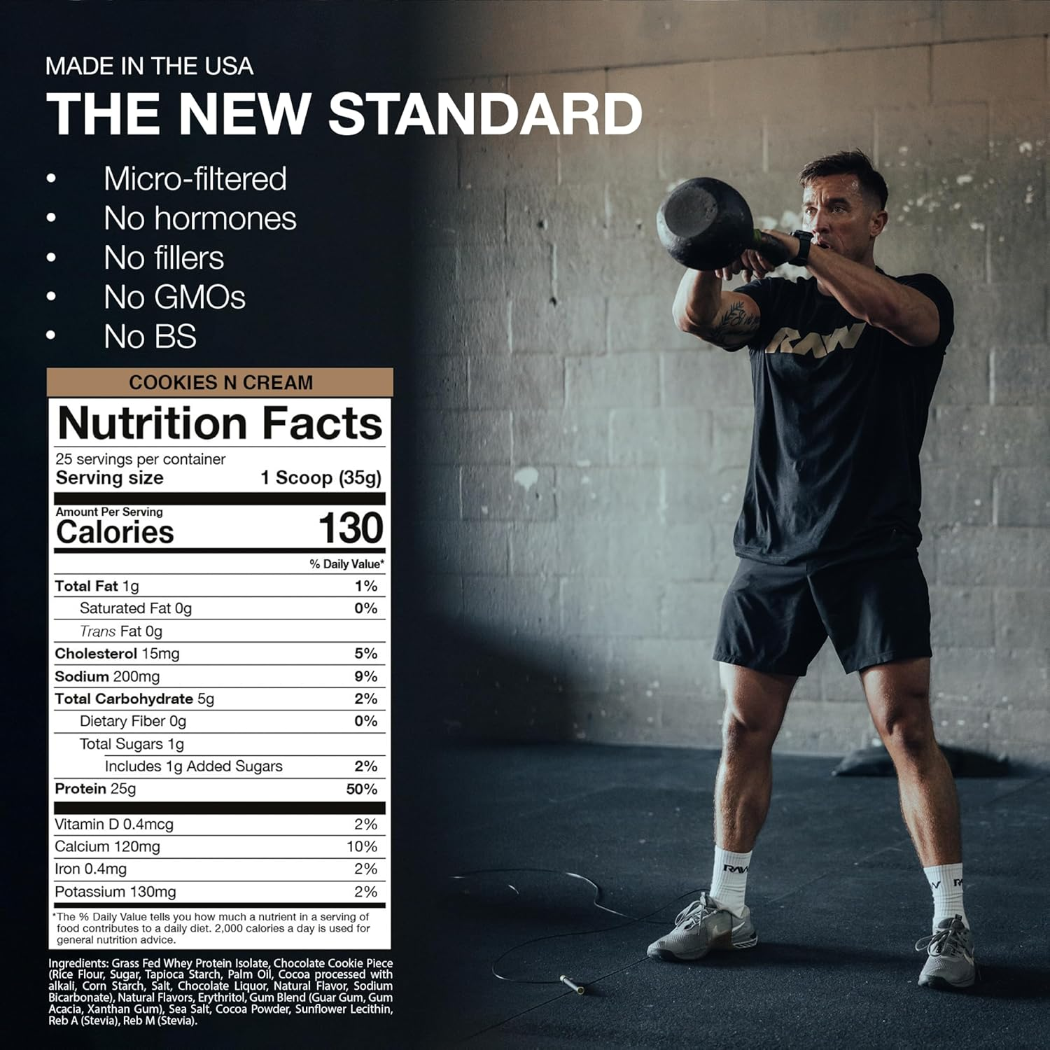 Nutrition label for Isolate Protein, Cookies N Cream
