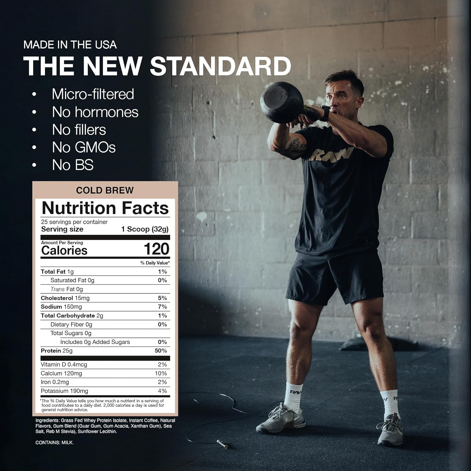 Nutrition label for Isolate Protein, Cold Brew