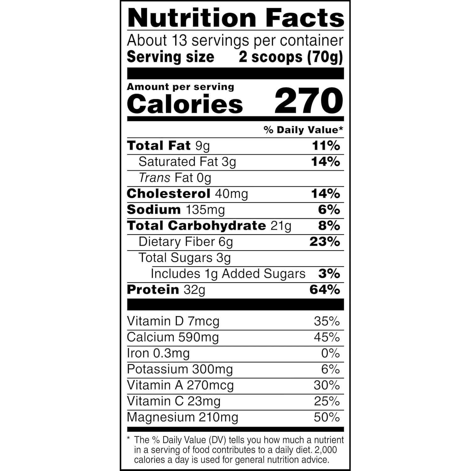 Nutrition label for MUSCLE MILK GENUINE Protein Powder, Strawberries 'n Creme