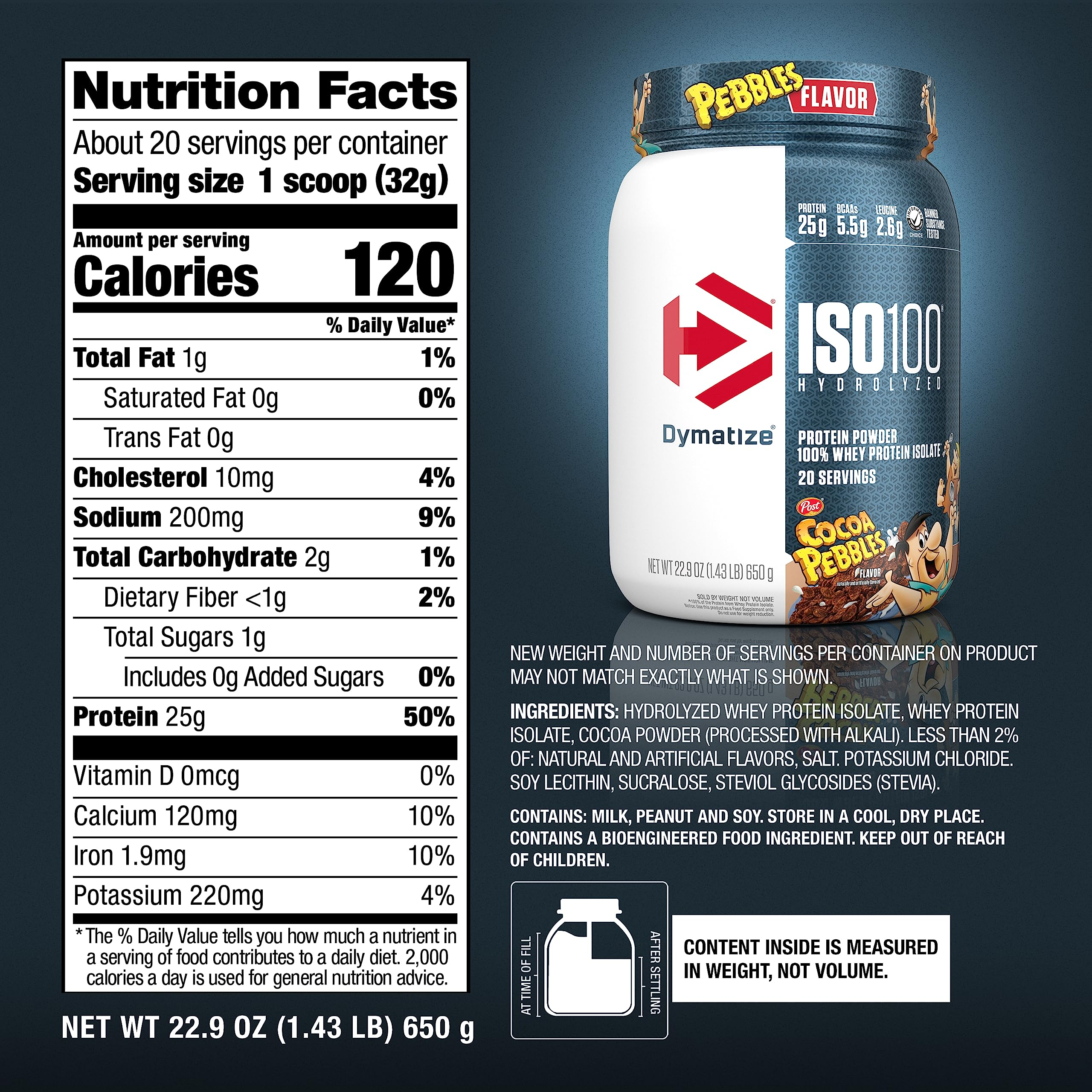 Nutrition label for ISO100, Cocoa Pebbles™