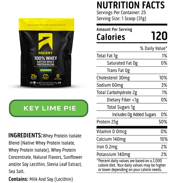 Nutrition label for Key Lime Pie Protein Powder