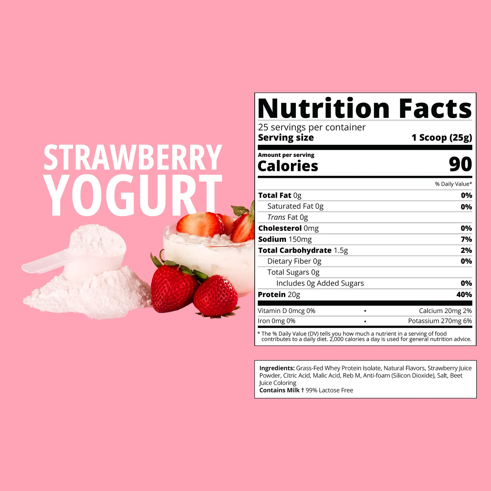Nutrition label for Strawberry Yogurt Clear Whey Protein