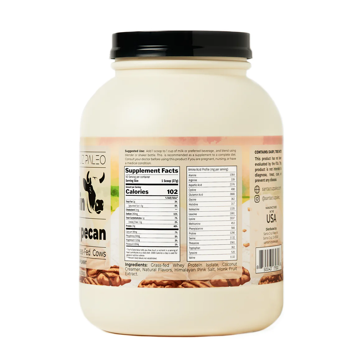 Nutrition label for Butter Pecan Whey Protein