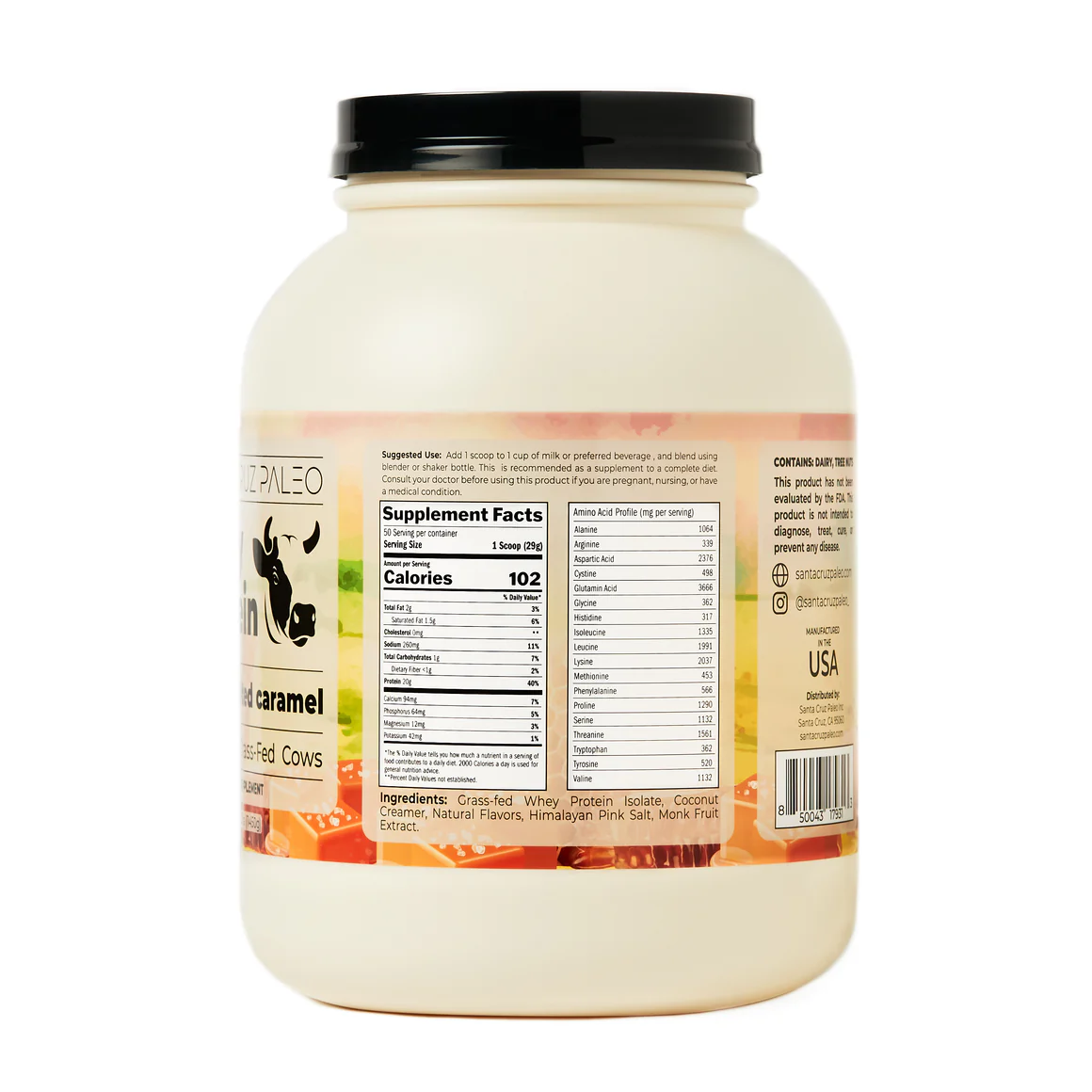 Nutrition label for Honey Salted Caramel Whey Protein