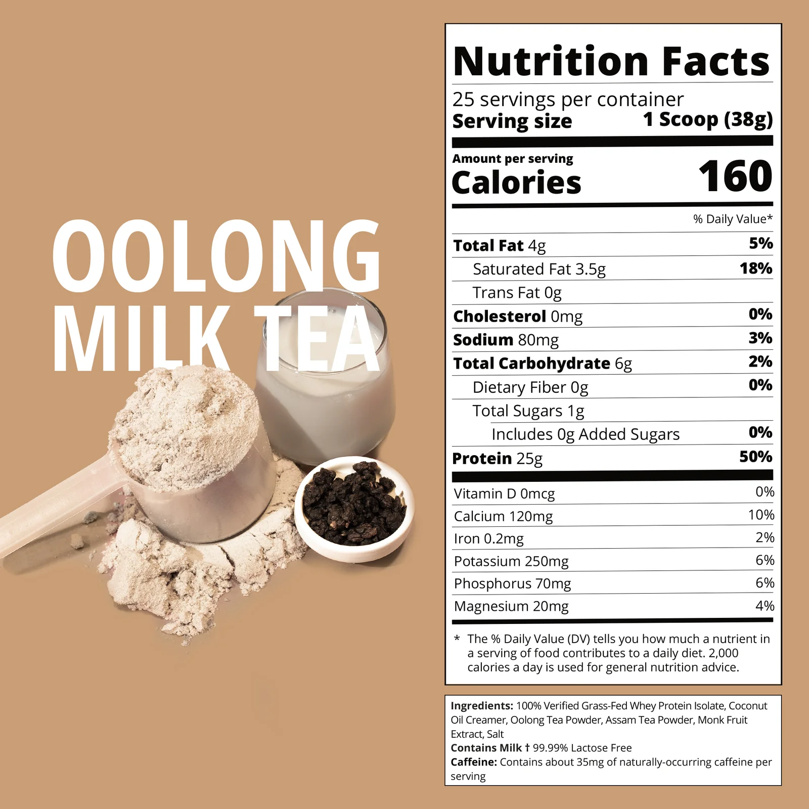 Nutrition label for Oolong Milk Tea Whey Protein