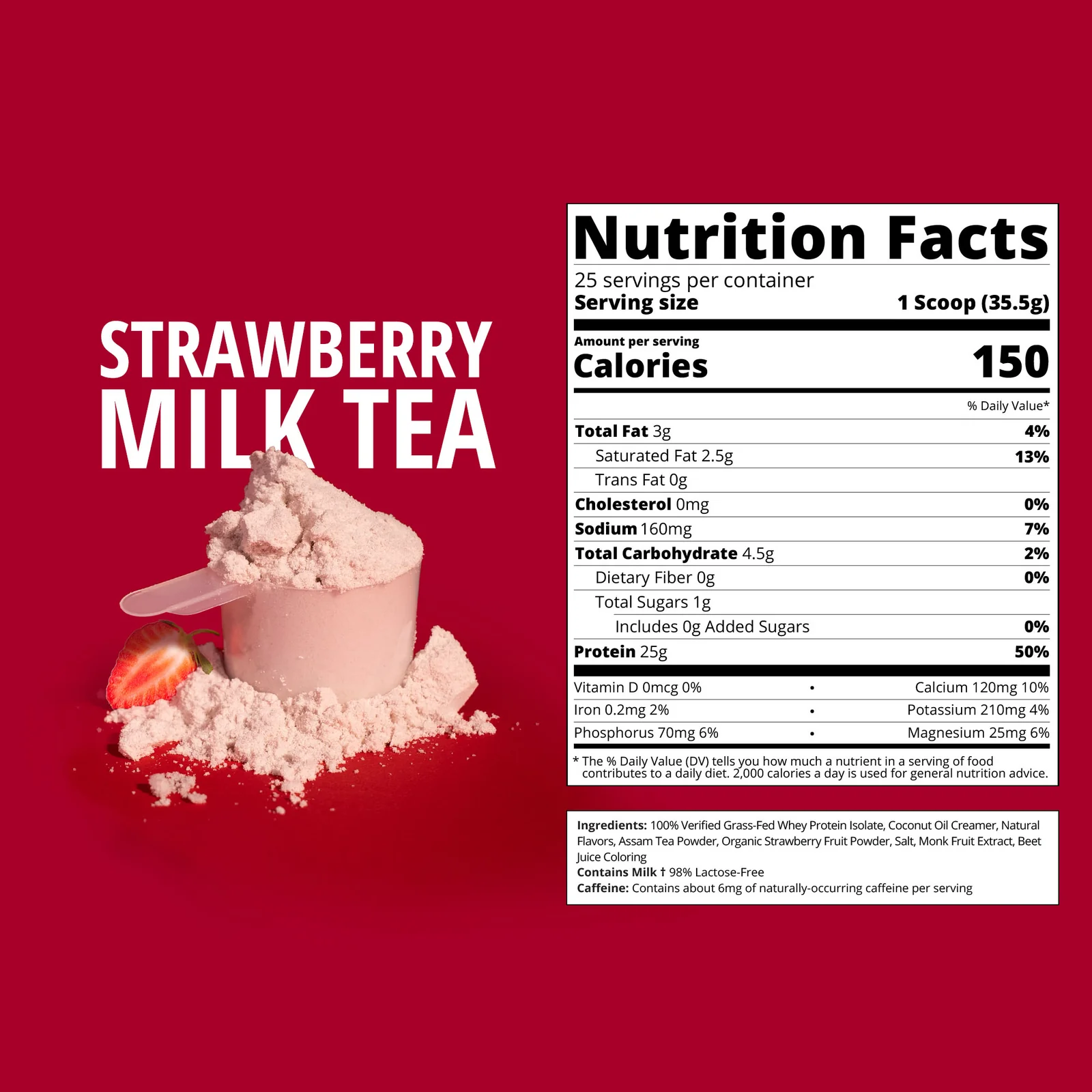 Nutrition label for Strawberry Milk Tea Whey Protein