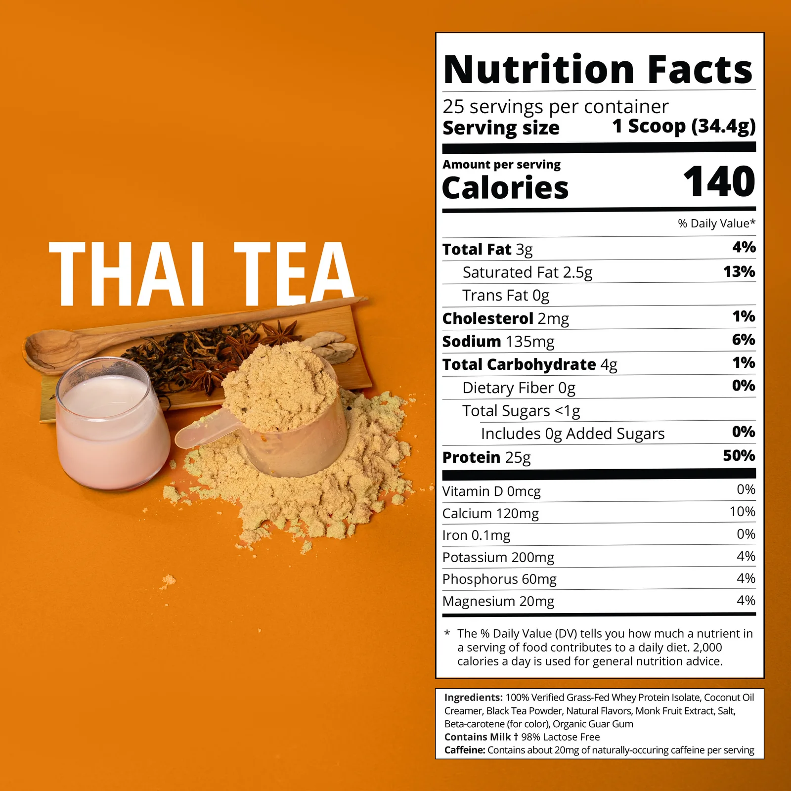 Nutrition label for Thai Tea Whey Protein