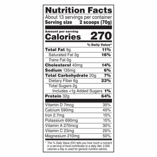 Nutrition label for MUSCLE MILK GENUINE Protein Powder, Peanut Butter Chocolate