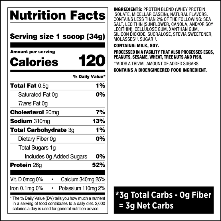 Nutrition label for Salted Caramel Protein Powder