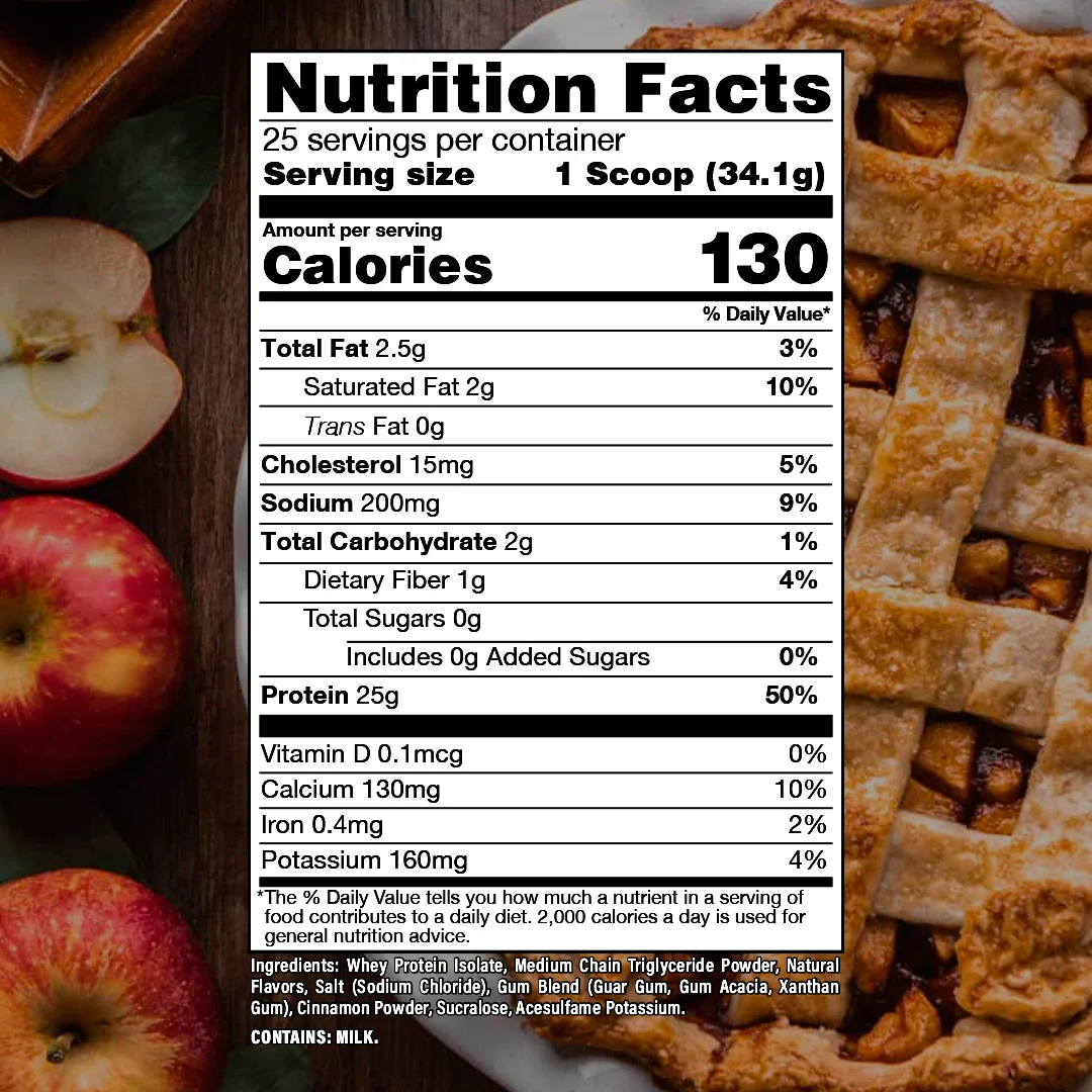 Nutrition label for BUM Itholate Protein, Grandma's Apple Pie